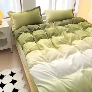 Imagem de XLCZMYL 4 peças, conjuntos de cama 100% algodão, conjunto de capa de edredom de 4 peças de cor gradiente simples, conjunto de edredom confortável para cama de casal, 6.200 x 230 cm