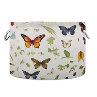 Imagem de WELLDAY Cesta de corda de algodão borboleta cesta de lavanderia de bebê para sala de estar, lavanderia, berçário, travesseiros, decoração de casa