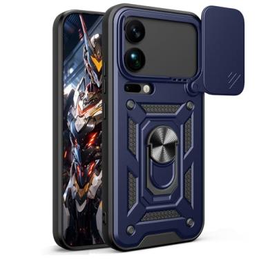 Imagem de Ysnzaq Capa para Xiaomi 17 Pro Max com suporte magnético, capa protetora resistente à prova de choque de grau militar com protetor de lente de câmera deslizante para Xiaomi 17 Pro Max 5G SJ azul