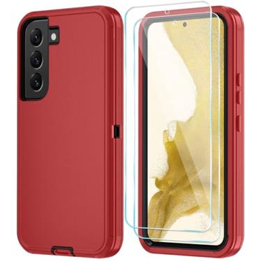 Imagem de ONOLA Capa de celular para Samsung Galaxy S22 Plus com protetor de tela HD, resistente, à prova de choque e à prova de quedas, capa para celular Galaxy S22 Plus de 6,6 polegadas, vermelho preto
