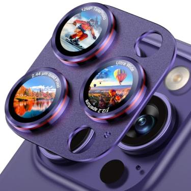 Imagem de Uyiton Estilo de câmera profissional para iPhone 16 Pro Max/16 Pro/14 Pro Max/14 Pro Protetor de lente de câmera - [tipografia exclusiva + design de círculo vermelho de lente de telefone] Capa de