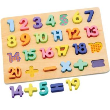 Imagem de Brinquedo Pedagógico Madeira Encaixe Divertido Números - TK Shopping