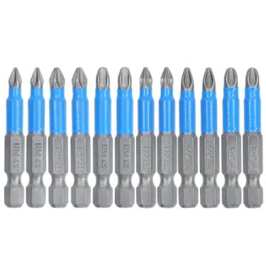 Imagem de Dnyta Conjunto de 12 peças de brocas Phillips magnéticas, chaves de fenda Phillips antiderrapantes para chave de impacto, brocas antiderrapantes de 5 cm de comprimento, broca hexagonal de 1/10.2 cm