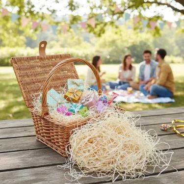 Imagem de Palha madeira natural decorativa cesta presente pascoa natal 30 gr Gol