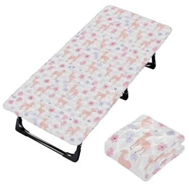Imagem de Burbuja Lençol de berço de flocos de neve de veado para crianças, lençol de cochilo acolchoado portátil com faixa elástica para meninas e meninos, lavável na máquina, 63,5 x 127 cm