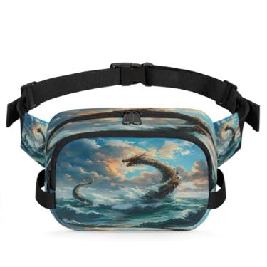 Imagem de Pochete animal dragão oceano legal para mulheres e homens com alça ajustável bolsa de cinto bolsa transversal bolsa de peito bolsa tiracolo bolsa tiracolo, Cor 1