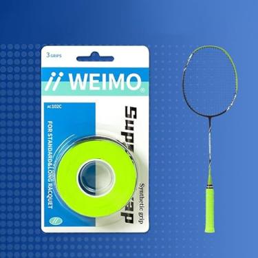 Imagem de 3 tiras/rolo fita de aderência para raquete de tênis ao redor da alça com alça antiderrapante alça de couro badminton mão borracha (verde)