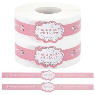 Imagem de SOFPLATE 500 pçs adesivos de selo de embalagem de alimentos etiquetas de selo de cozimento rosa papel autoadesivo adulteração segurança evidente rolo de fita estética para bolo, bolo, comida, presente