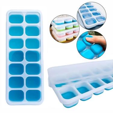 Imagem de Kit 2 Forma para gelo cubo rígida com base de silicone prática e durável