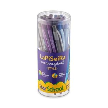 Imagem de Starschool – Lapiseira Style 0.7mm c/Ponta Metálica Retrátil | Recarregável e c/Borracha no Topo | Ideal p/Escrita Fina, Desenho Técnico e Estudos