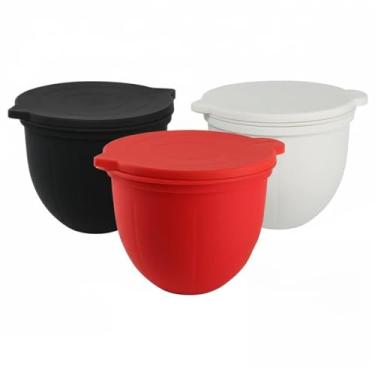 Imagem de Auxiliar de inserção de tigela de silicone para cozinha, forros de silicone para misturadores de cabeça inclinada de 5 litros, forro de tigela com suporte com tampa, compatível com lava-louças e