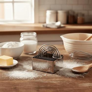 Imagem de Conjunto de cortadores de biscoito quadrados com alça 5 peças de aço inoxidável quadrado profissional ferramentas de massa para bolos