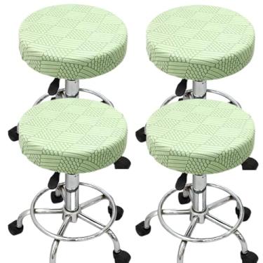 Imagem de Wuluwala Conjunto de 4 capas de almofada de banco redondas para cadeiras de jantar, à prova de poeira, lavável para cozinha, casamentos, banquetes, reuniões de negócios, verde sálvia