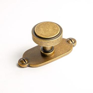 Imagem de Goo-Ki Puxadores de armário de latão antigo com placa traseira ferragens de cozinha de liga de zinco - pacote com 6 puxadores de gaveta vintage, orifício único/barra de parafuso com espaçador