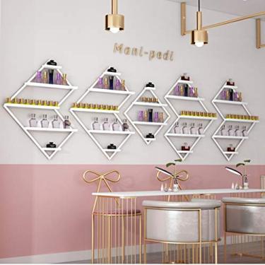 Imagem de Prateleiras flutuantes de metal montadas na parede, prateleiras flutuantes, expositores de esmalte de metal para parede, organizador de óleos essenciais, prateleira montada na parede, suporte de