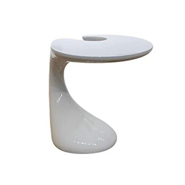 Imagem de Mesa lateral de sofá redonda, área de estar, vários quartos, mesa de cabeceira, janela, varanda, mesa de centro pequena (cor: preto) (branco)