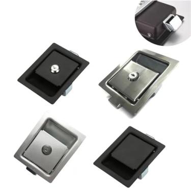 Imagem de Fechadura quadrada para porta de armário com chave para caixa eletrônica carro caminhão porta-malas pickup ônibus acessórios MS215 1 peça (inoxidável com chave)