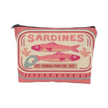 Imagem de Bolsa de maquiagem unissex de linho leve e durável  Design de azeite d