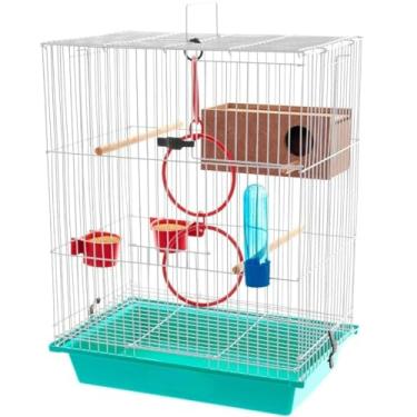 Imagem de Gaiola Com Brindes e Acessórios Para Periquito (Ciano)