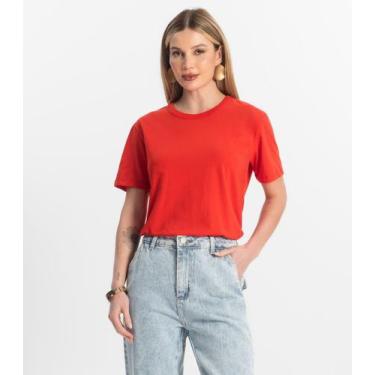 Imagem de Blusa Básica Feminina Meia Malha Rovitex Laranja, G, Laranja