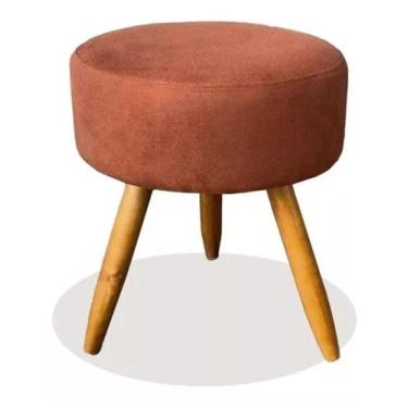 Imagem de Puff Redondo Decorativo Banqueta Pés Palito Suede - Casal Decor, Terra