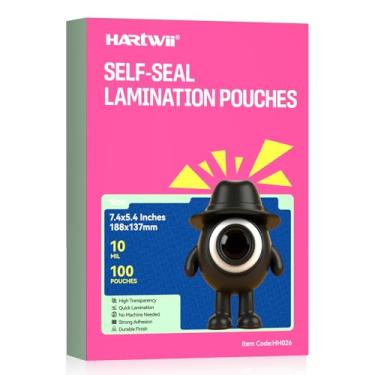 Imagem de HARTWII Pacote com 100 bolsas de laminação autovedantes 13,7 x 18,8 cm, à prova d'água, folhas de laminação autovedantes de 13,7 x 18,8 cm, sem necessidade de máquina laminadora
