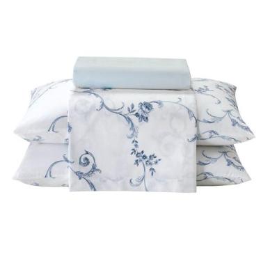 Imagem de Kit Jogo de Lençol Dohler 4 Peças Cama King Premium 100% Algodão, Cele