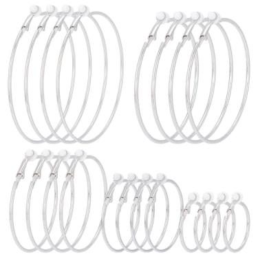 Imagem de PLIGREAT 10 pares de brincos de argola prateados não perfurantes para mulheres 1,18/1,57/1,96/2,36/2,75 polegadas de metal falsos ganchos de argola para brincos