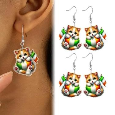 Imagem de Brincos de acrílico pendentes de Dia de São Patrício para mulheres e famílias, joias engraçadas, one size, Acrílico, Sem pedra preciosa