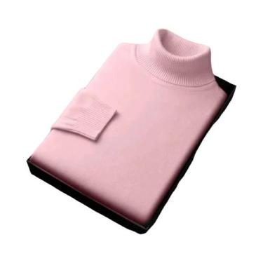 Imagem de Suéter Masculino De Gola Alta De Manga Longa Slim Fit Tricotado Em Cor