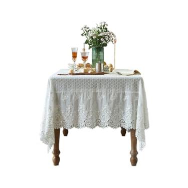 Imagem de Toalha de mesa de renda toalha de mesa francesa branca toalha de mesa americana toalha de mesa de chá toalha de mesa redonda tapete de mesa (150 x 200 cm)