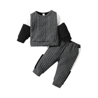 Imagem de Conjunto Casual De Inverno Para Meninos Com Manga Longa Em Seda E Algo