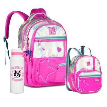 Imagem de Kit Mochila Pompom Juvenil Feminina Rebecca Bonbon Estojo RB, RB27017 