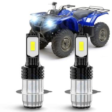 Imagem de TJJTGBR Lâmpadas de neblina H6 H6M adequadas para Yamaha Kodiak 400 450 Rhino 660 700 lâmpadas ATV de motocicleta, H6M P15D H6M lâmpadas quadriciclo Hi/Lo, 400% brilho 6000K branco, tamanho mini 1: 1