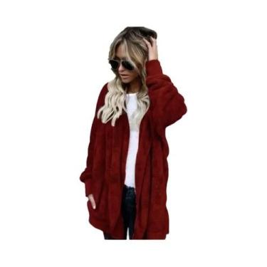Imagem de Cardigã Feminino Oversized Com Capuz De Moletom Manga Longa Quente Par