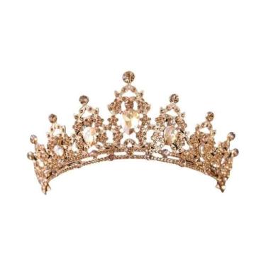 Imagem de Tiaras De Casamento Em Cristal Dourado, Coroas De Noiva Com Strass Par
