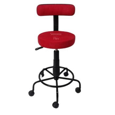 Imagem de Cadeira Mocho Potogolo Estética Apoio De Pés Suede Vermelho - Sintonia