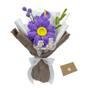 Imagem de NoriStyle Buquê de flores de limpeza de cachimbo feito à mão, flores artificiais de haste de chenille, presentes artesanais de feltro macio para mulheres, mãe, professora, namorada, formatura, dia das