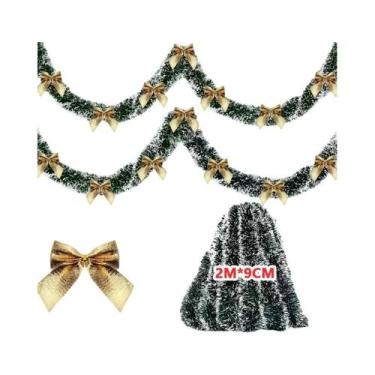 Imagem de Fitas De Tinsel Verde Com Laço 2/4/6/10M Guirlanda De Natal Decoração 