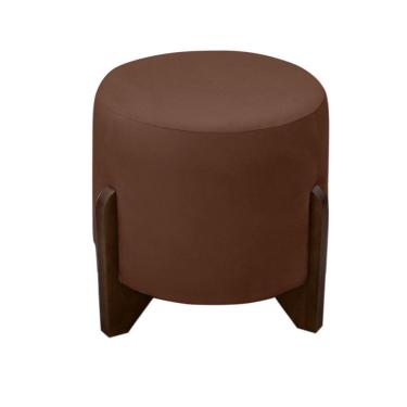 Imagem de Puff Banqueta Decorativo Luiz Pés De Madeira Linho Marrom Eli Móveis E Decoração