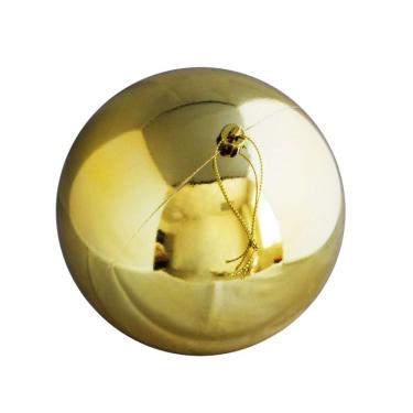 Imagem de Bola De Natal Brilhante Dourada Tradicional Grande 14cm Com Cordão