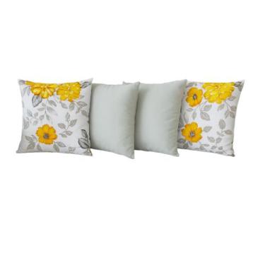 Imagem de Kit 4 Capa de Almofada 40x40 Floral para Sala Sofá 100% Algodão com Zí