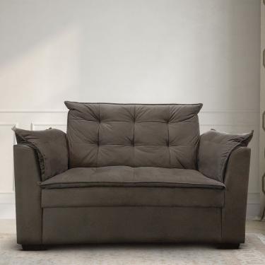 Imagem de Sofá 2 Lugares Para Sala Moderno Confortável Amélia Suede Marrom