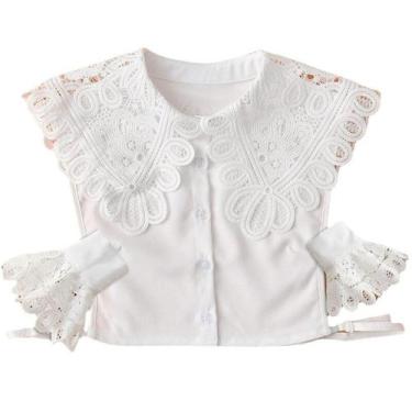 Imagem de Blusa removível com gola falsa bordada com design floral - Yiweisai