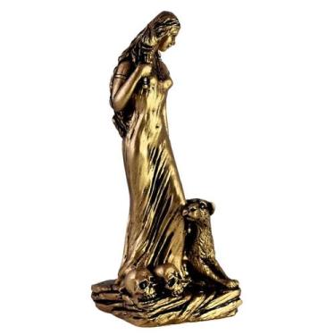Imagem de Estatueta de bruxa de resina da deusa Hecate de 20 cm com caveiras de 