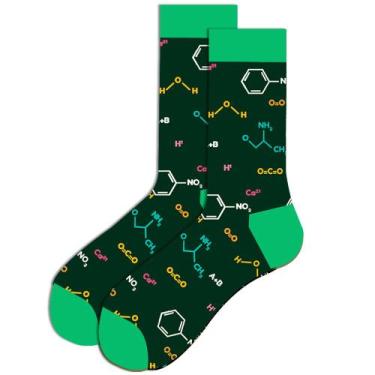 Imagem de Meias Chemistry Cotton Crew Molecular Symbols Black 5 pares - Taiyuank