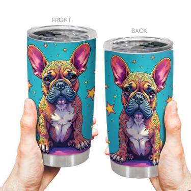 Imagem de Copo de viagem Oasisdream 600ml em aço inoxidável com estampa para cãe