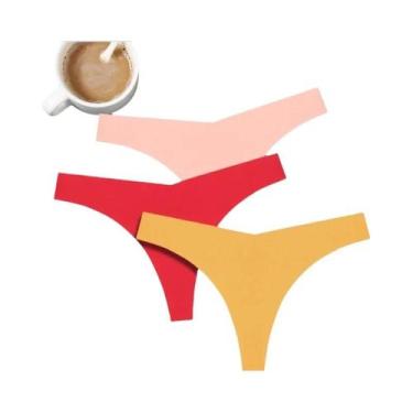 Imagem de Calcinhas Femininas De Seda Gelada Sem Costura, Kit Com 3 Peças, Cintu