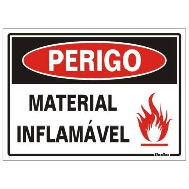 Imagem de Placa de Poliestireno Autoadesiva 20x30cm Perigo Material Inflamável 250 Ap Sinalize Placa Ps 2