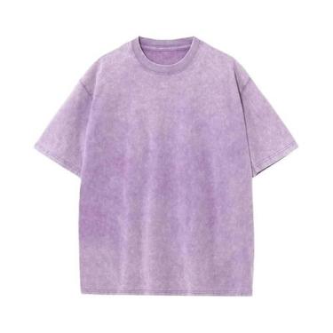 Imagem de Camiseta Masculina Oversized Vintage De Algodão Pesado Lavado Para O V